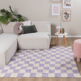 Tapis rétro - Gambit Lilas/Blanc