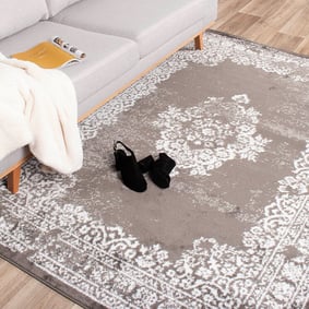 Tapis vintage - Adore Medaillon Taupe/Gris