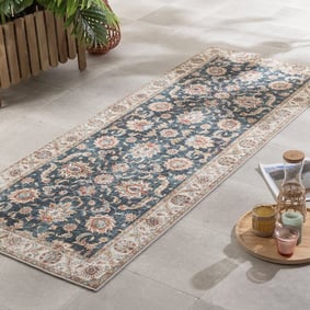Tapis en laine lavable - Domingo Oriental Vert Foncé