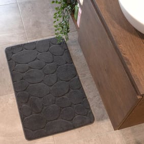 Tapis d'extérieur rond à fleurs - Cassie Pebbles Noir