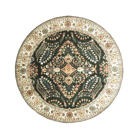 Tapis d'extérieur rond vintage - Santo Flora Vert Foncé - sfeer