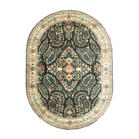 Tapis d'extérieur ovale vintage - Santo Flora Vert Foncé - sfeer