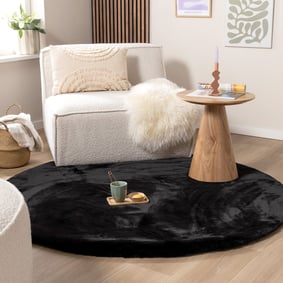 Tapis rond à poils longs - Comfy Supreme Noir