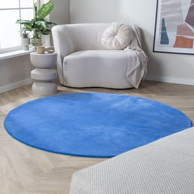 Tapis rond lavable - Vivid Bleu