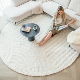Tapis scandinave rond - Lova Arches Crème