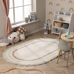 Tapis ovale lavable pour enfant - Milo Vert