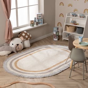 Tapis ovale lavable pour enfant - Milo Gris
