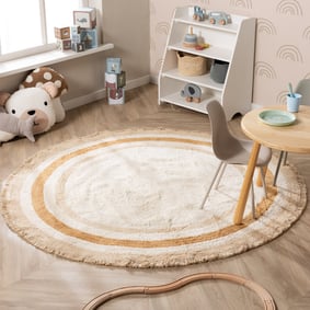Tapis rond lavable pour enfant - Milo Beige