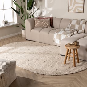 Tapis en laine ovale - Feline Blanc/Chiné