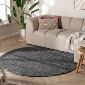 Tapis en laine rond - Feline Anthracite/Chiné