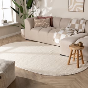 Tapis en laine ovale - Feline Blanc
