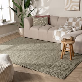 Tapis en laine - Feline Vert Olive/Chiné