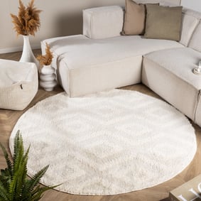 Tapis scandinave rond - Lova Diamond Crème
