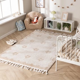 Tapis lavable pour enfant - Moos Flower Crème