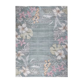Tapis d’extérieur à fleurs - Poppy Vert Olive - sfeer