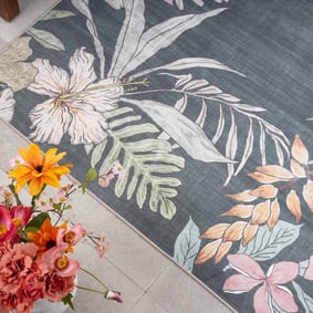Tapis d’extérieur à fleurs - Poppy Vert - sfeer