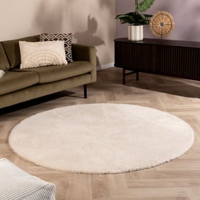 Tapis rond doux - Teddy Crème