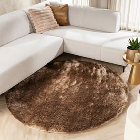 Tapis rond à poils longs - Glorious Taupe