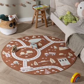 Tapis de jeu rond voiture - Rocky Ride Terracotta