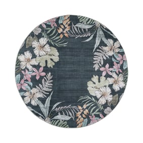 Tapis d’extérieur rond à fleurs - Poppy Vert - sfeer