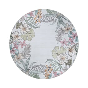 Tapis d'extérieur rond à fleurs - Poppy Crème - sfeer