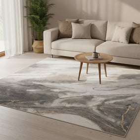 Tapis abstrait lavable - Misha Lines Crème/Gris