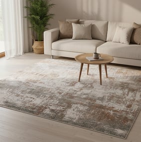 Tapis abstrait lavable - Misha Grunge Crème/Marron