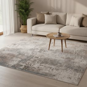 Tapis abstrait lavable - Misha Grunge Crème/Gris