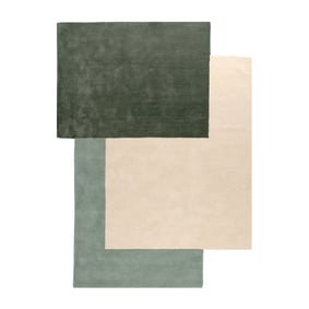 Tapis abstrait en laine – Jules Crème/Vert - sfeer