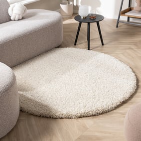 Tapis rond à poils longs - Yves Crème