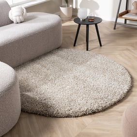 Tapis rond à poils longs - Yves Beige