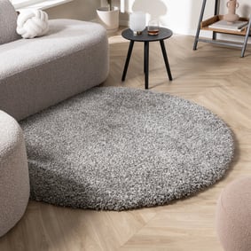 Tapis rond à poils longs - Yves Gris