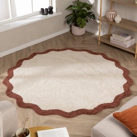Tapis Rond Lavable – Hazy Marron/Crème