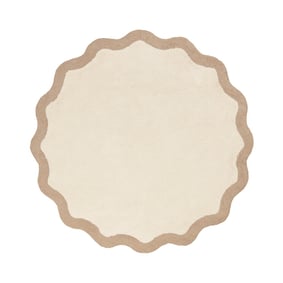 Tapis Rond Lavable – Hazy Beige/Crème - product