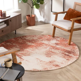 Tapis rond abstrait - Candice Terracotta