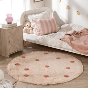 Tapis rond pour chambre d’enfant – Lou Dots Terracotta