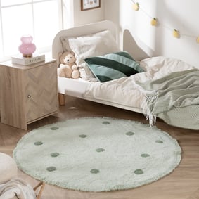 Tapis rond pour chambre d’enfant – Lou Dots Vert