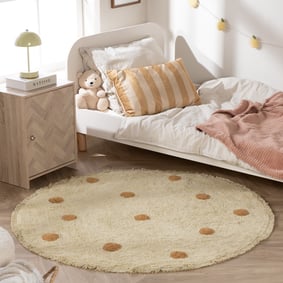 Tapis rond pour chambre d’enfant – Lou Dots Jaune