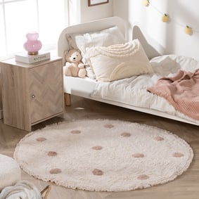 Tapis rond pour chambre d'enfant – Lou Dots Taupe