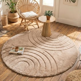 Tapis rond à poils longs - Carvy Arches Taupe