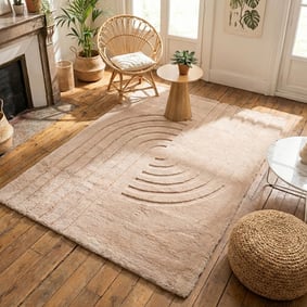 Tapis doux à poils longs - Carvy Curves Taupe
