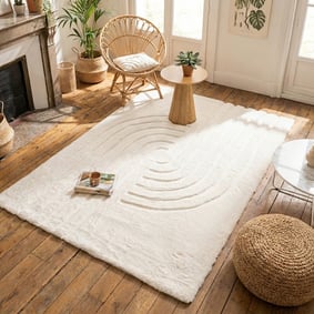 Tapis doux à poils longs - Carvy Curves Crème