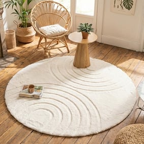 Tapis rond à poils longs - Carvy Arches Crème