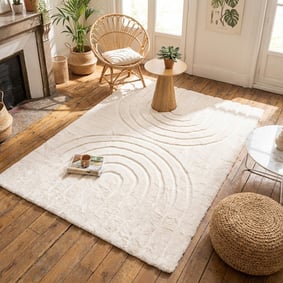 Tapis doux à poils longs - Carvy Arches Crème