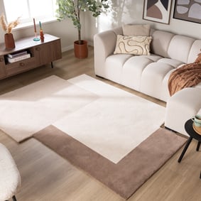 Tapis abstrait en laine – Jules Crème/Taupe