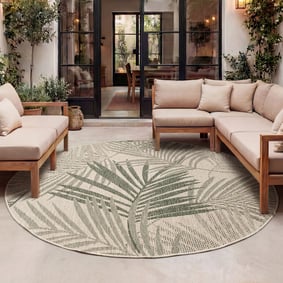 Tapis d'extérieur rond - Tiga Palm Vert