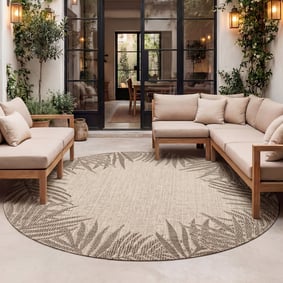 Tapis d'extérieur rond - Tiga Edge Taupe