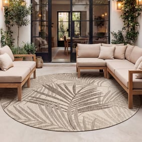 Tapis d'extérieur rond - Tiga Palm Taupe