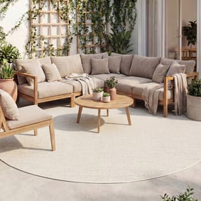 Tapis d'extérieur rond - Malta Melange Crème