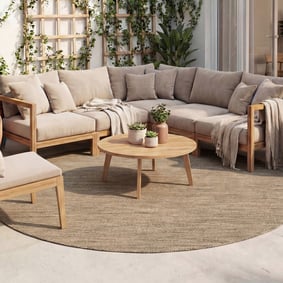 Tapis d'extérieur rond - Malta Melange Naturel